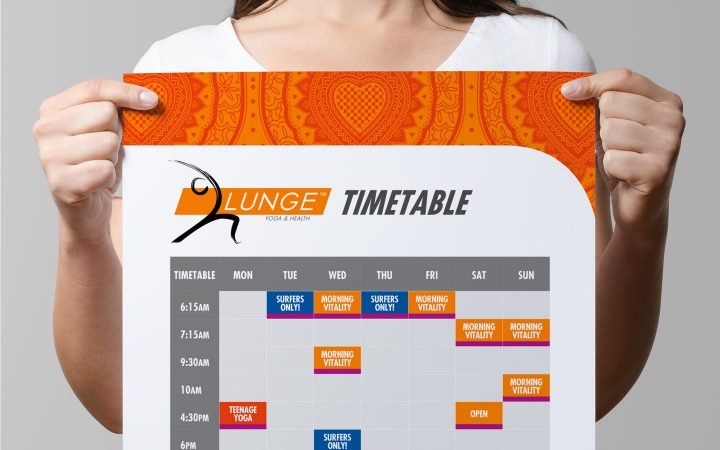 Print Design – Lunge Yoga Timetable Poster