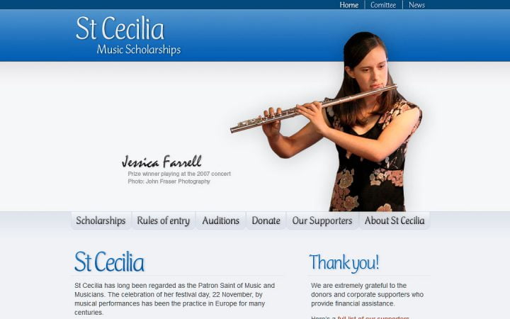 New Website Design – St Cecilia Music Scholarships